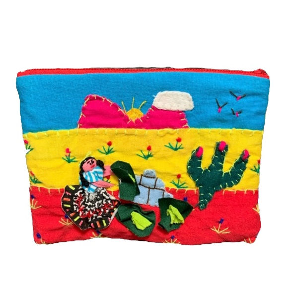 Vintage Handbags - Vintage Aztec Adobe Mini Pouch Bag 5”x7”